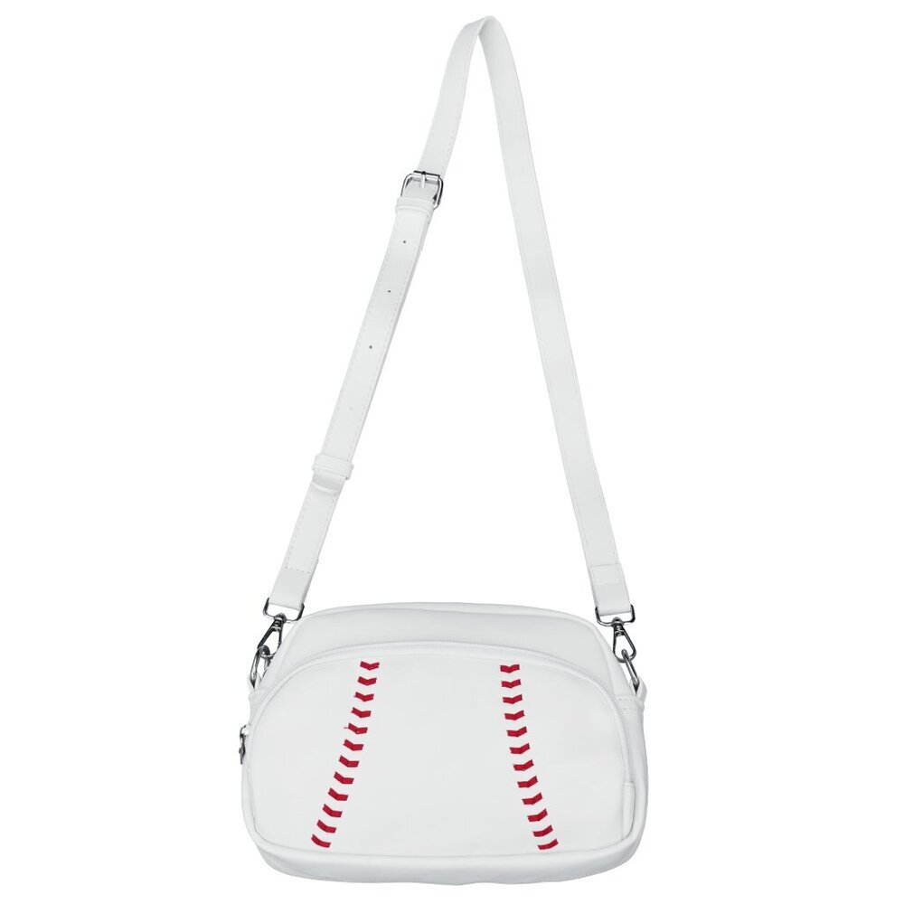 Faux Leather Crossbody Bag Adjustable Strap Sporty Baseball Purse